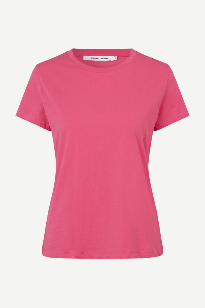 T-shirt rose bonbon en coton bio - solly tee solid 205 - honeysuckle