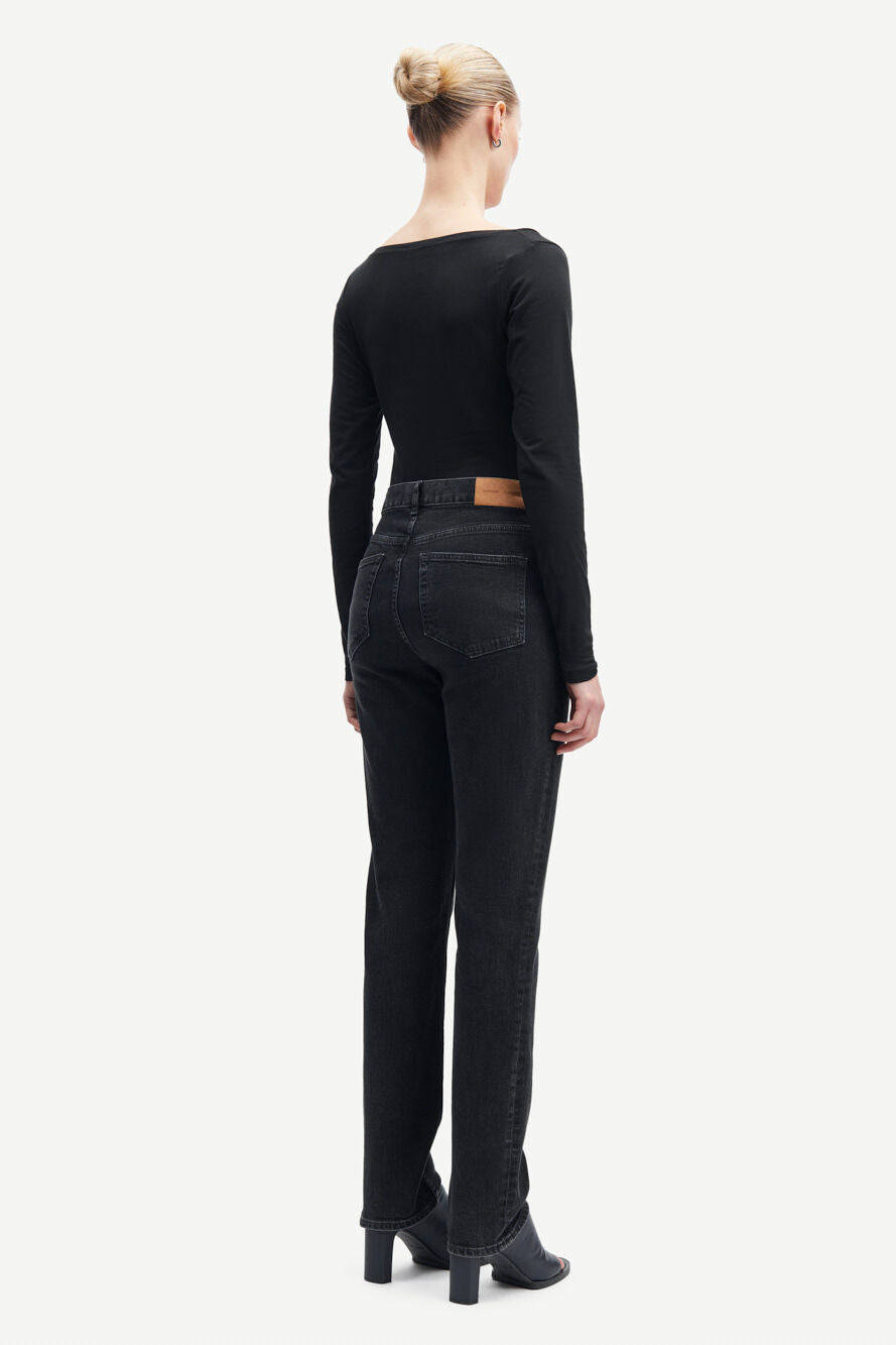 T-shirt manches longues col rond en tencel et coton bio | noir "sik solid black"