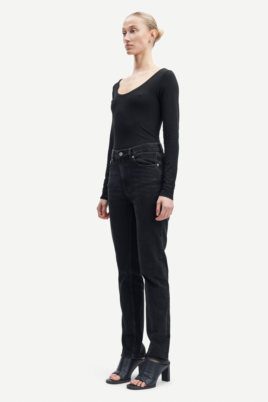 T-shirt manches longues col rond en tencel et coton bio | noir "sik solid black"
