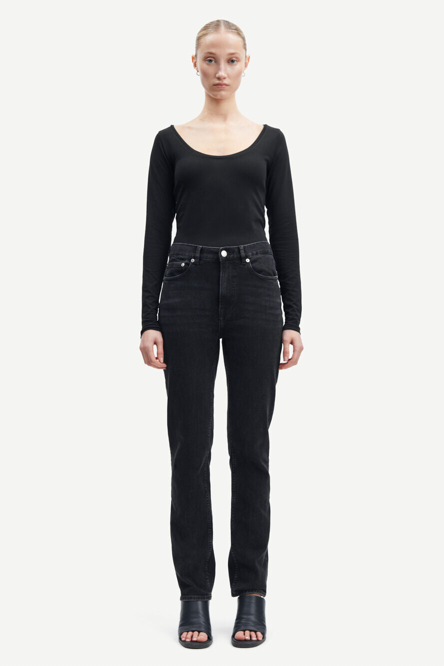 T-shirt manches longues col rond en tencel et coton bio | noir "sik solid black"