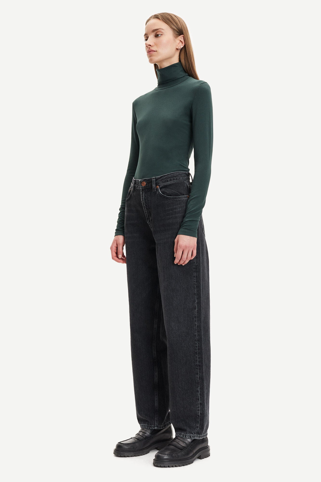 Col roulé vert foncé en coton bio et modal - ester t-n 265 darkest spruce