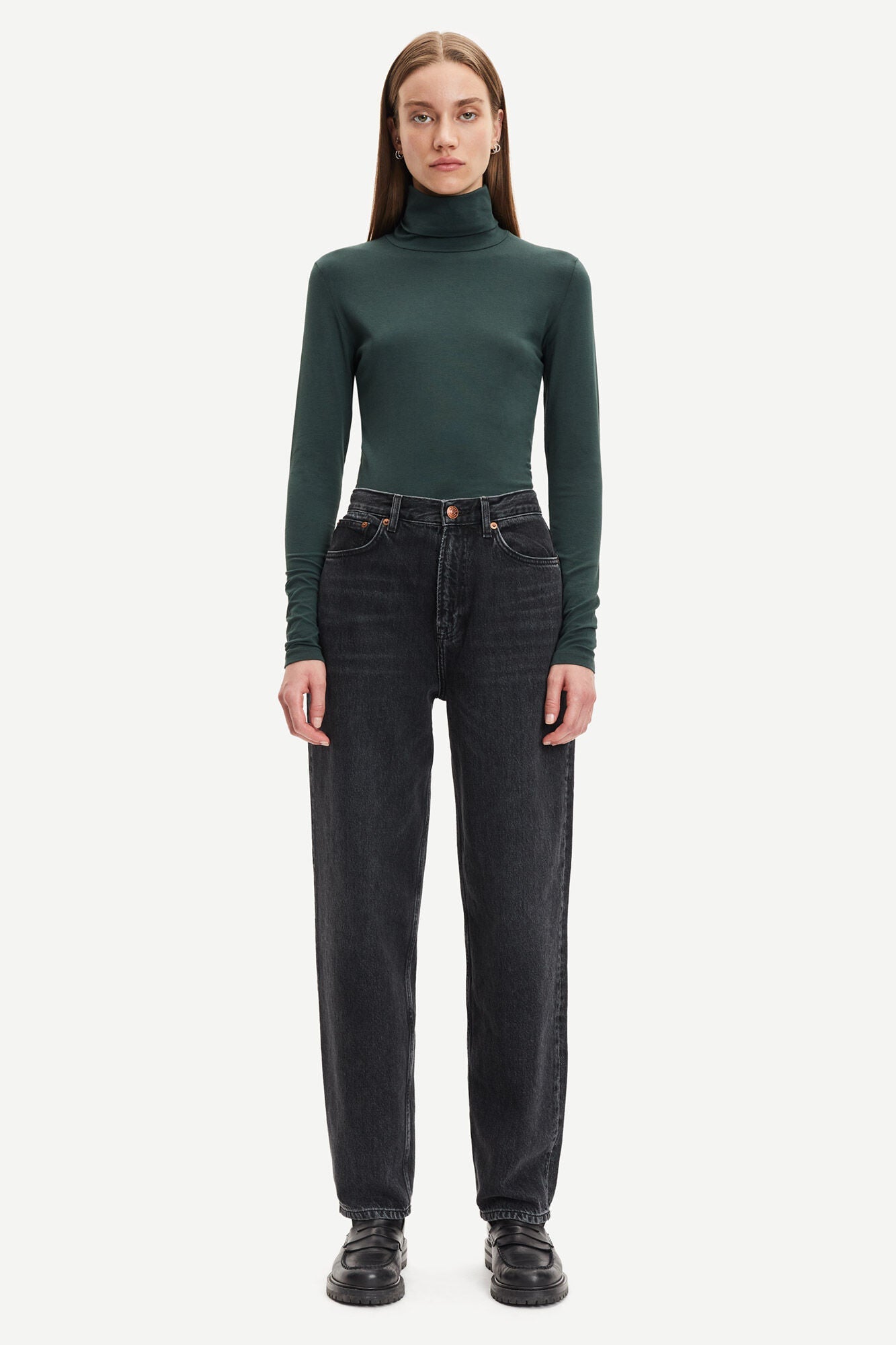 Col roulé vert foncé en coton bio et modal - ester t-n 265 darkest spruce