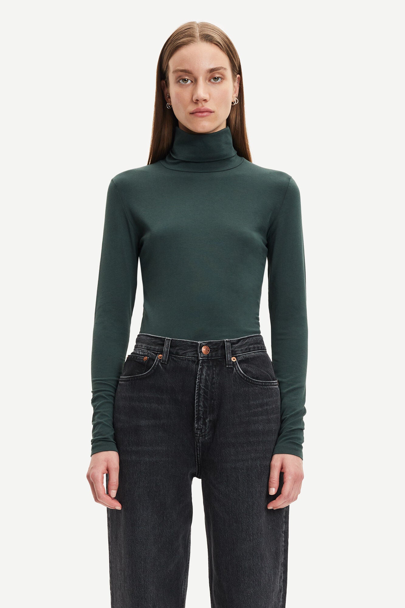 Col roulé vert foncé en coton bio et modal - ester t-n 265 darkest spruce