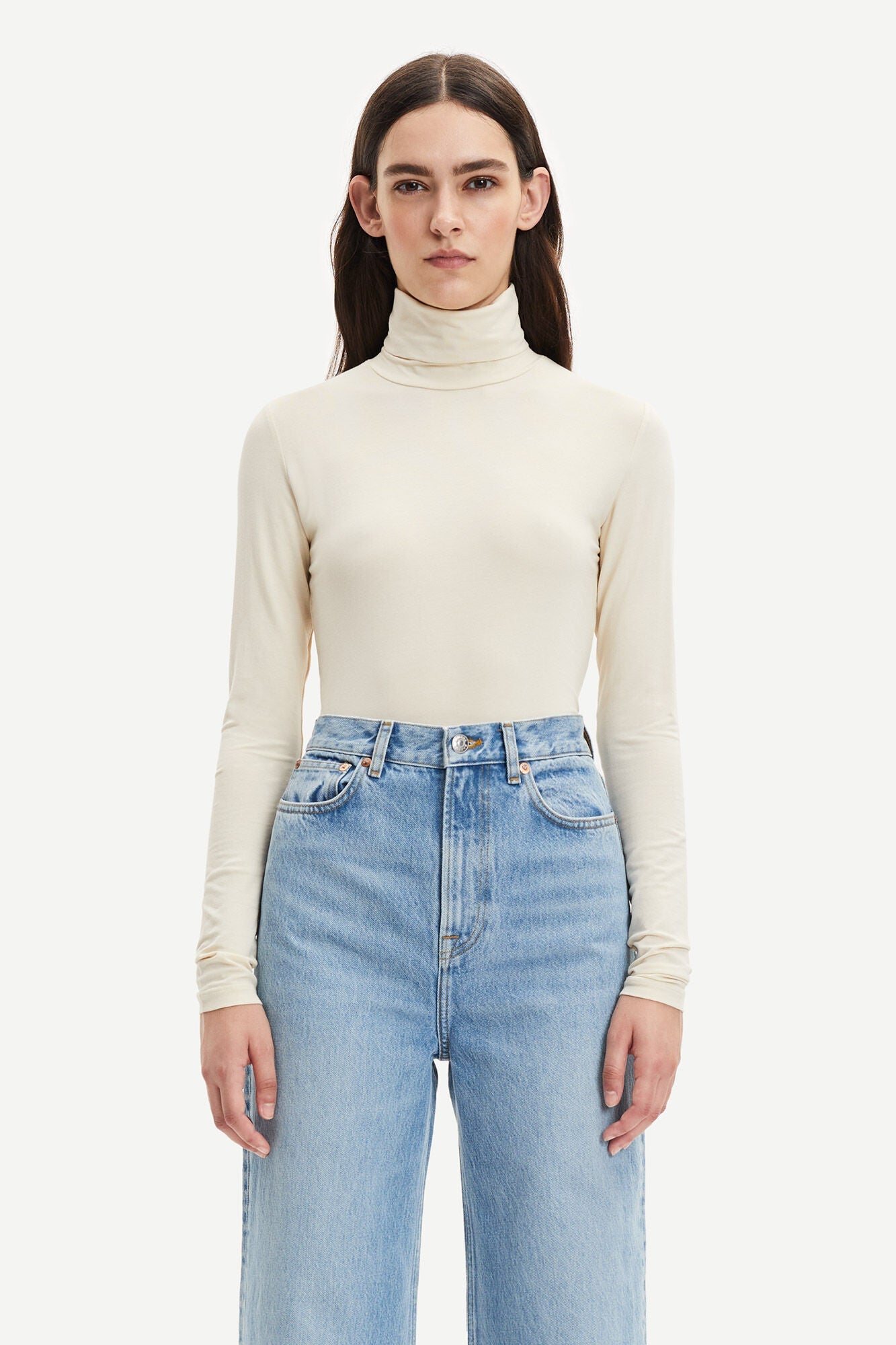 Col roulé écru en coton bio et modal - ester t-n 265 warm white