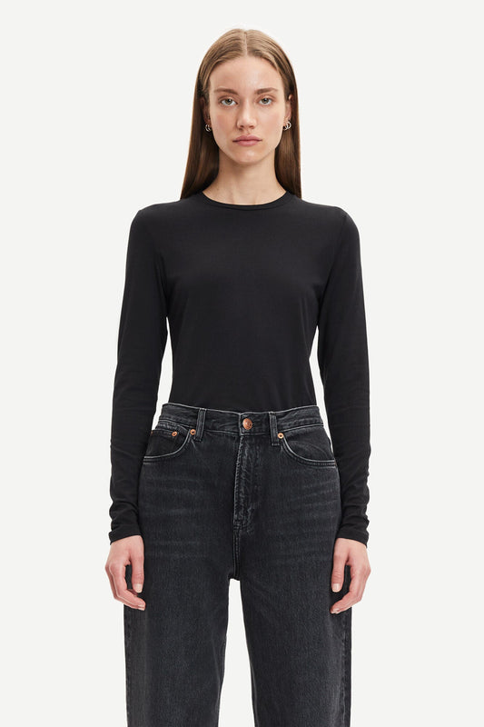 T-shirt manches longues en tencel et coton bio | noir  "ester ls black"