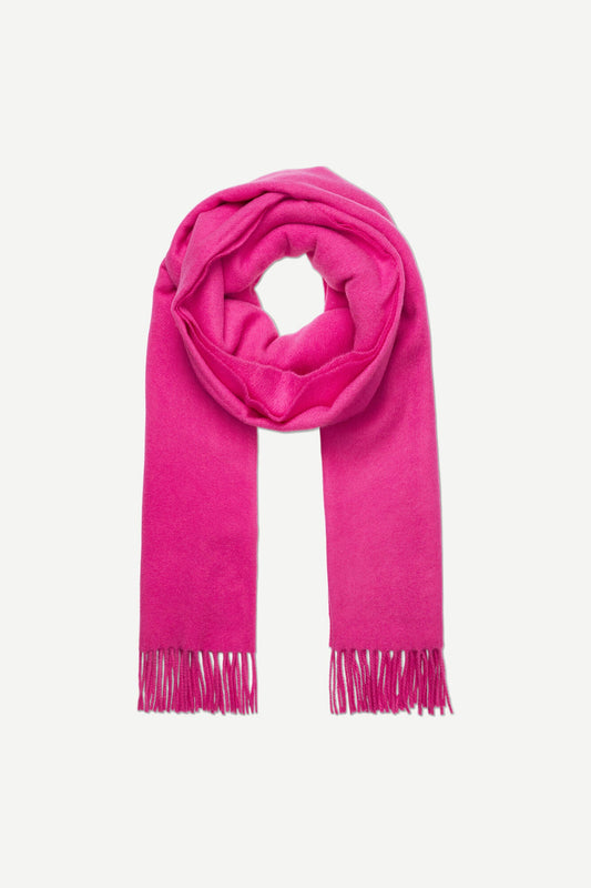 Écharpe en laine et cachemire recyclés | Rose "accola maxi scarf fuchsia fedora"