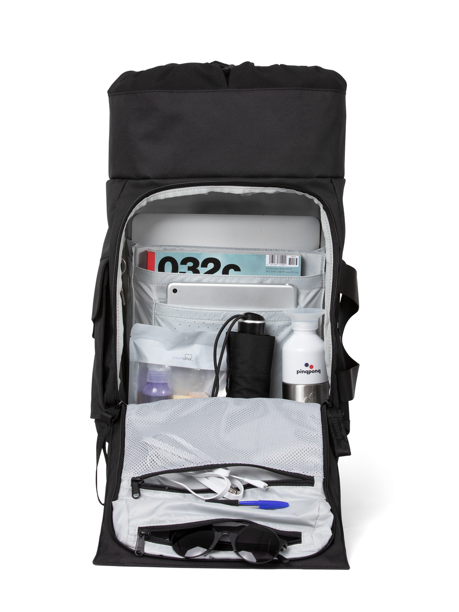 Sac à dos noir recyclé - Blok Medium conctruct