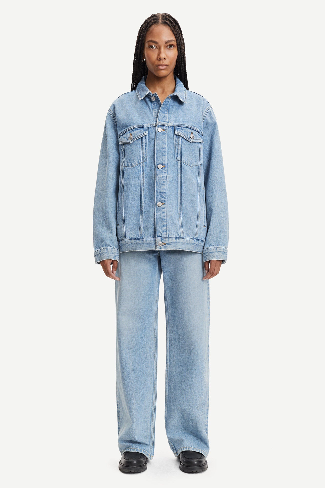 Veste en jean oversize bleu clair en coton bio - nicole vintage legacy