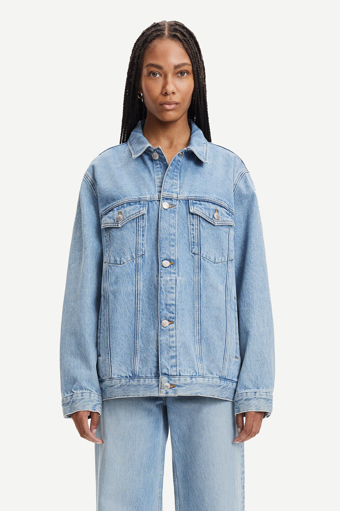 Veste en jean oversize bleu clair en coton bio - nicole vintage legacy