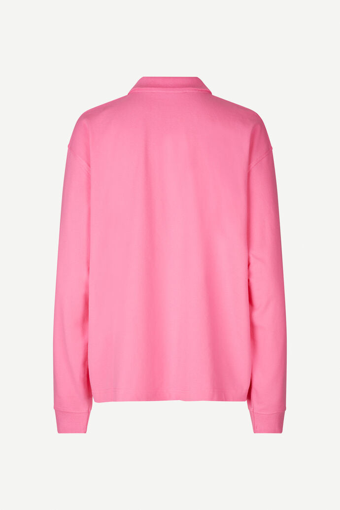 Polo manches longues rose en coton bio - odetta polo sachet pink