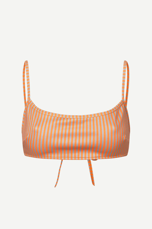 Haut de maillot rayé orange en recyclé leah top - orange st.