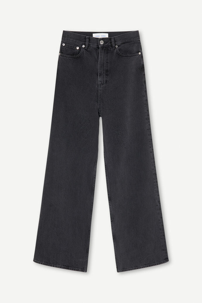 Jean ample noir délavé en coton bio et recyclé | rebecca jeans black dust