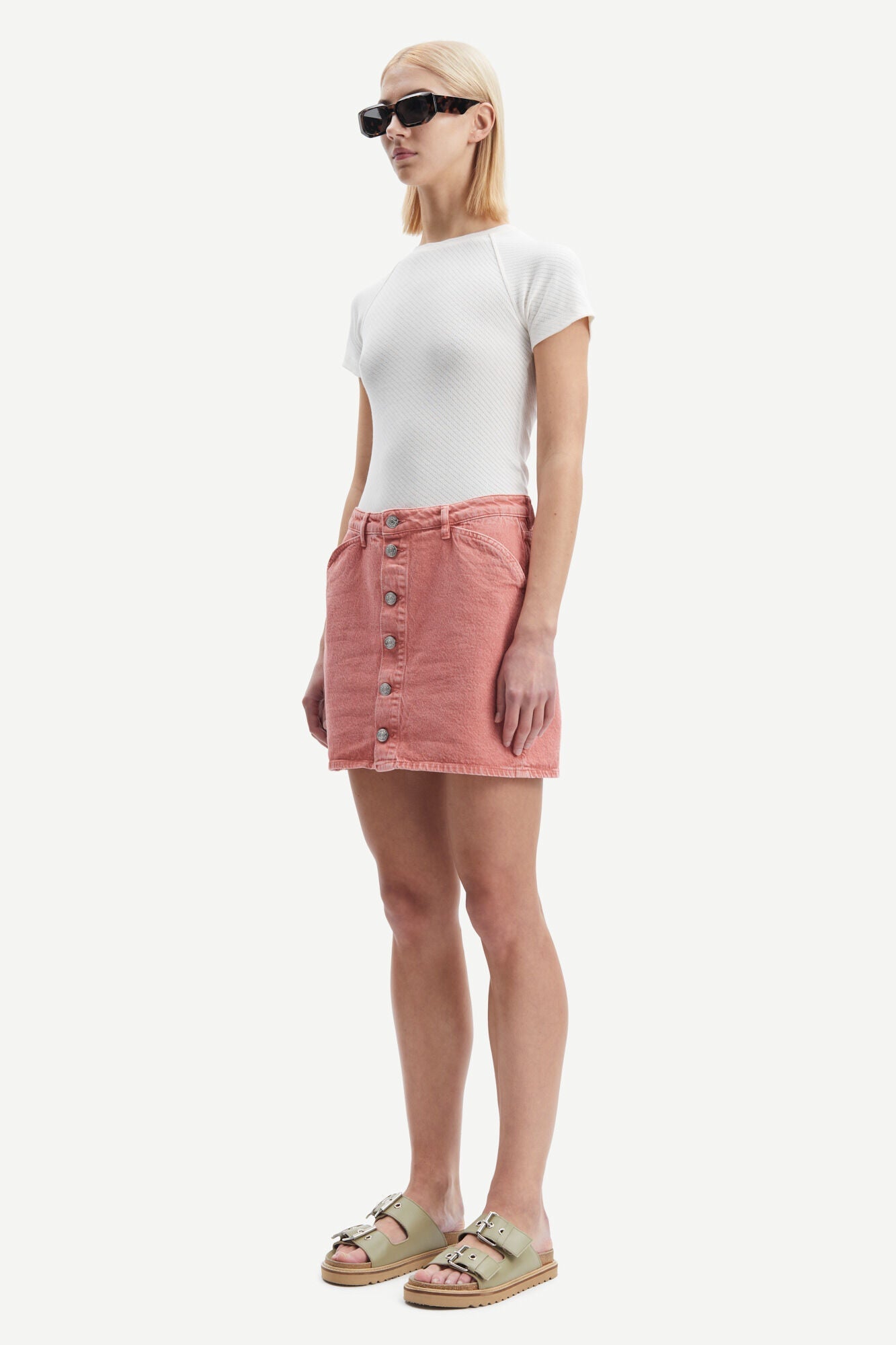 Jupe en jean rose en coton bio - norma skirt root