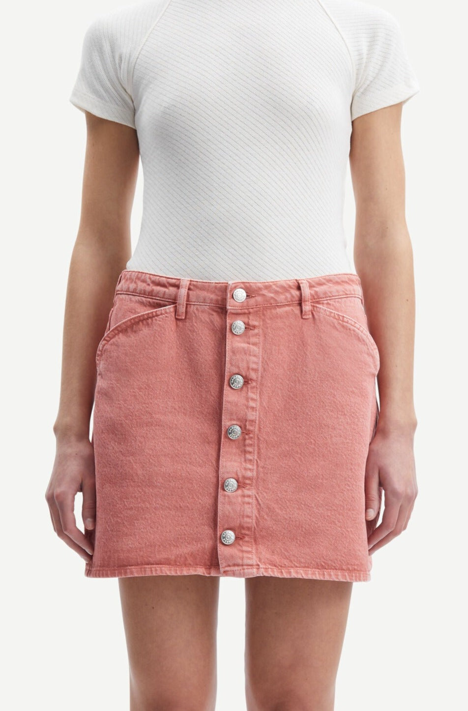 Jupe en jean rose en coton bio - norma skirt root