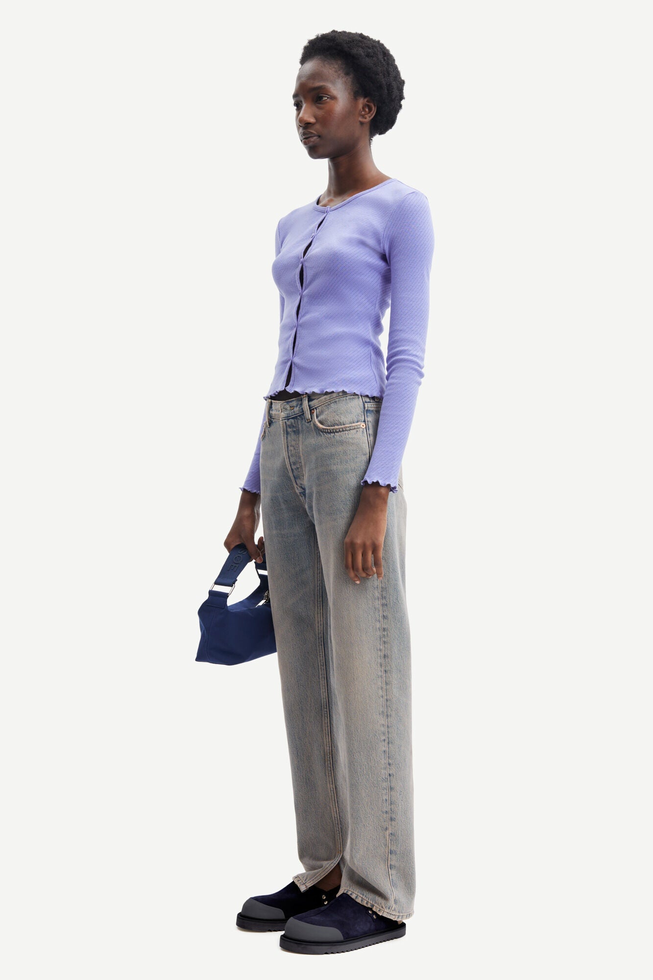 Cardigan en jersey de coton bio | Violet à dentelle "juni cardigan iolite"