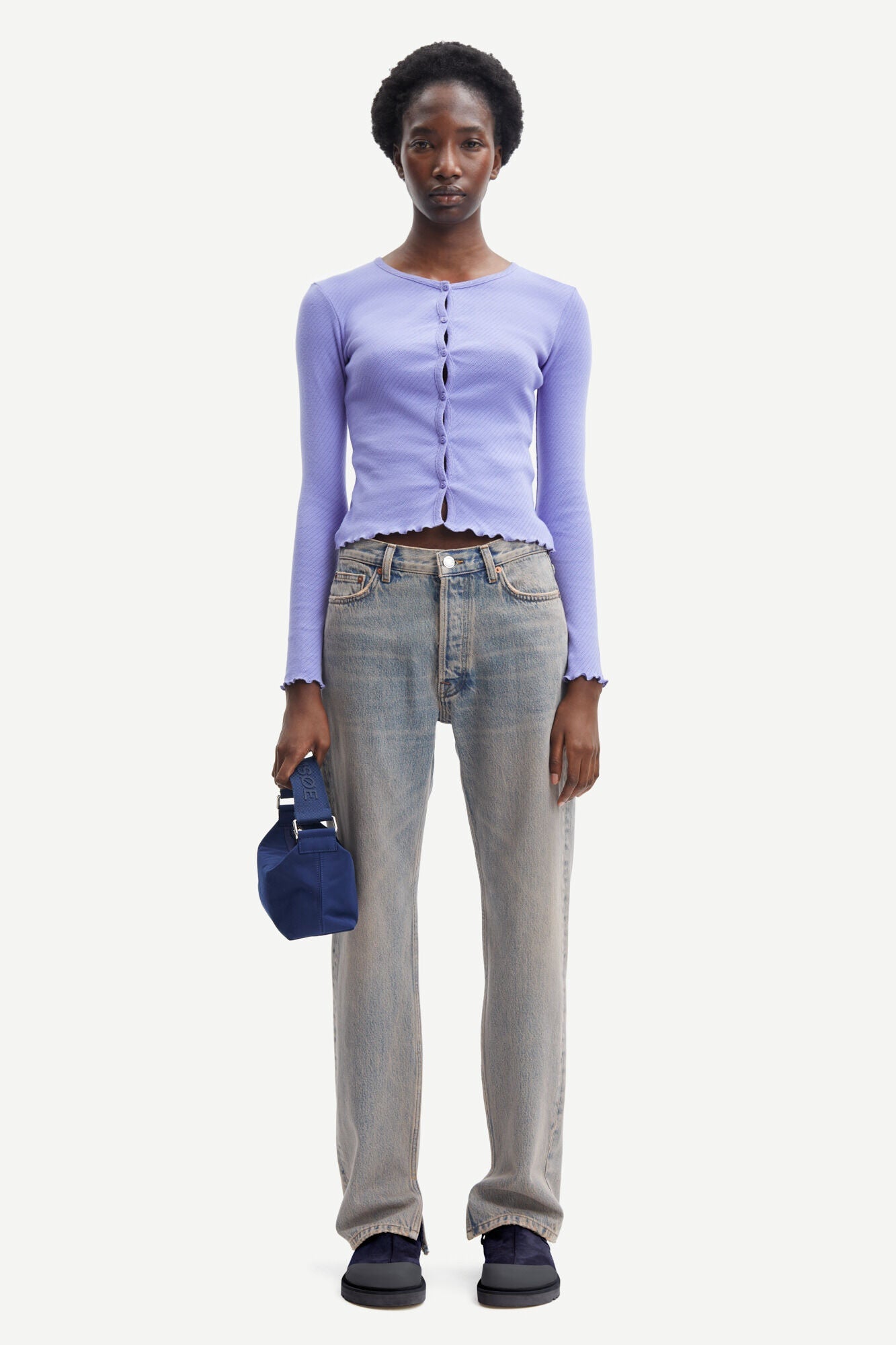 Cardigan en jersey de coton bio | Violet à dentelle "juni cardigan iolite"
