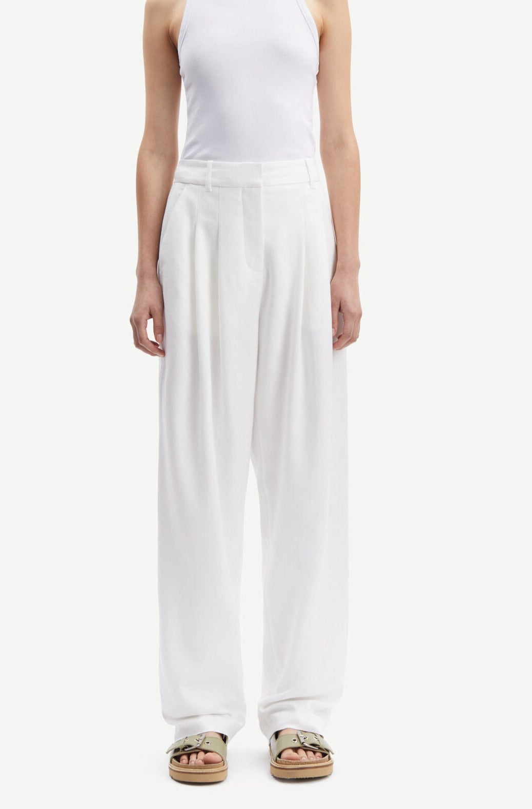 Pantalon ample en ecovero | Blanc "luzy trousers clear cream"