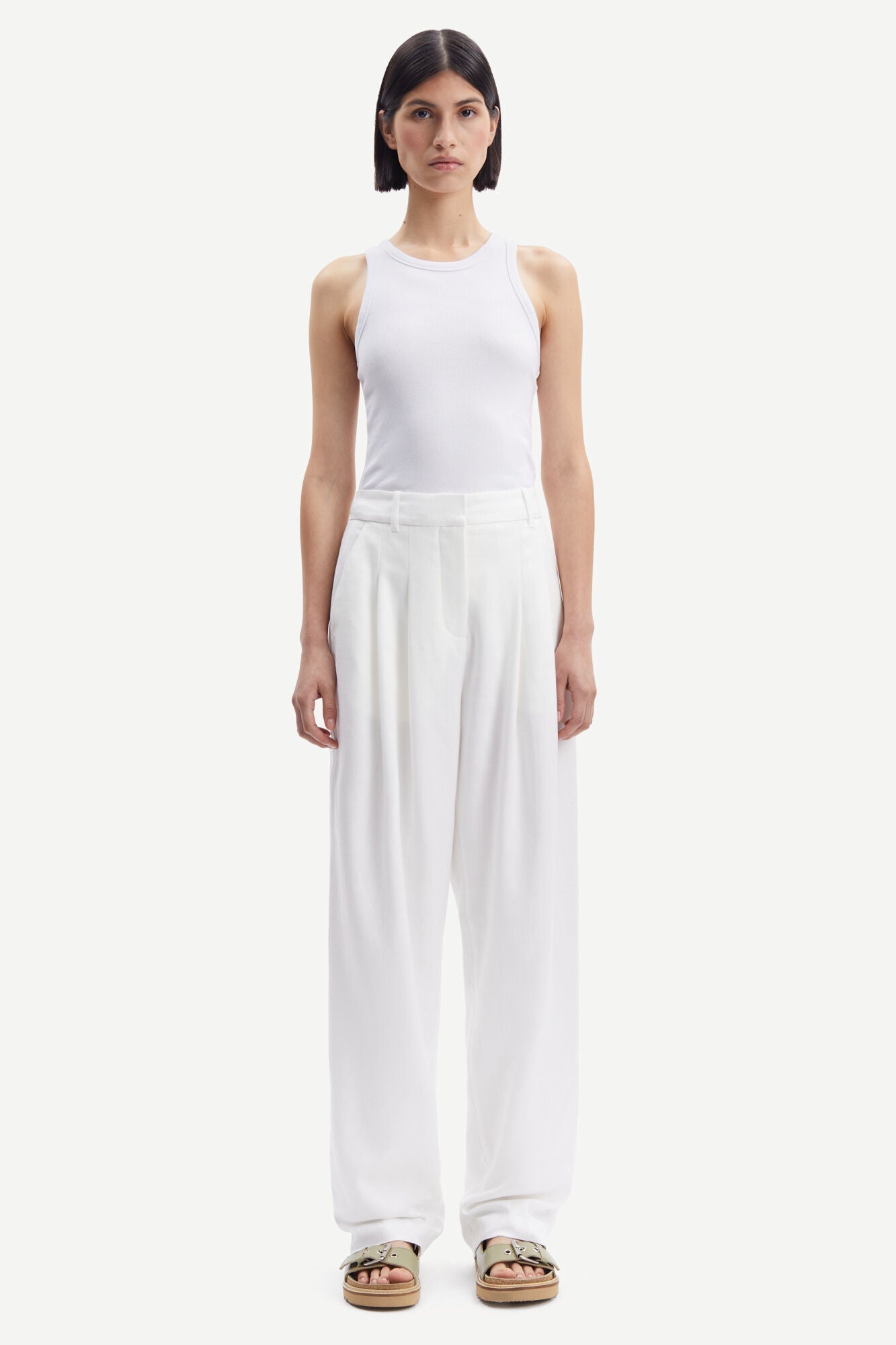 Pantalon ample en ecovero | Blanc "luzy trousers clear cream"
