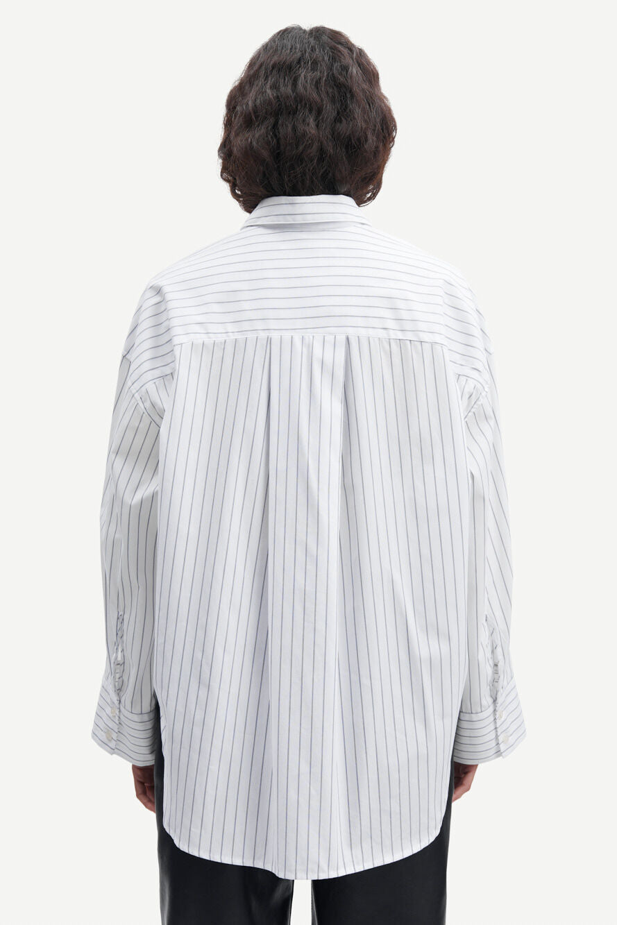 Chemise ample en coton bio | Rayée blanche "marika shirt bright white st."