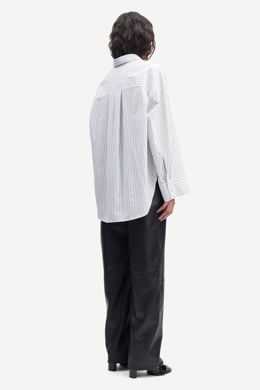 Chemise ample en coton bio | Rayée blanche "marika shirt bright white st."