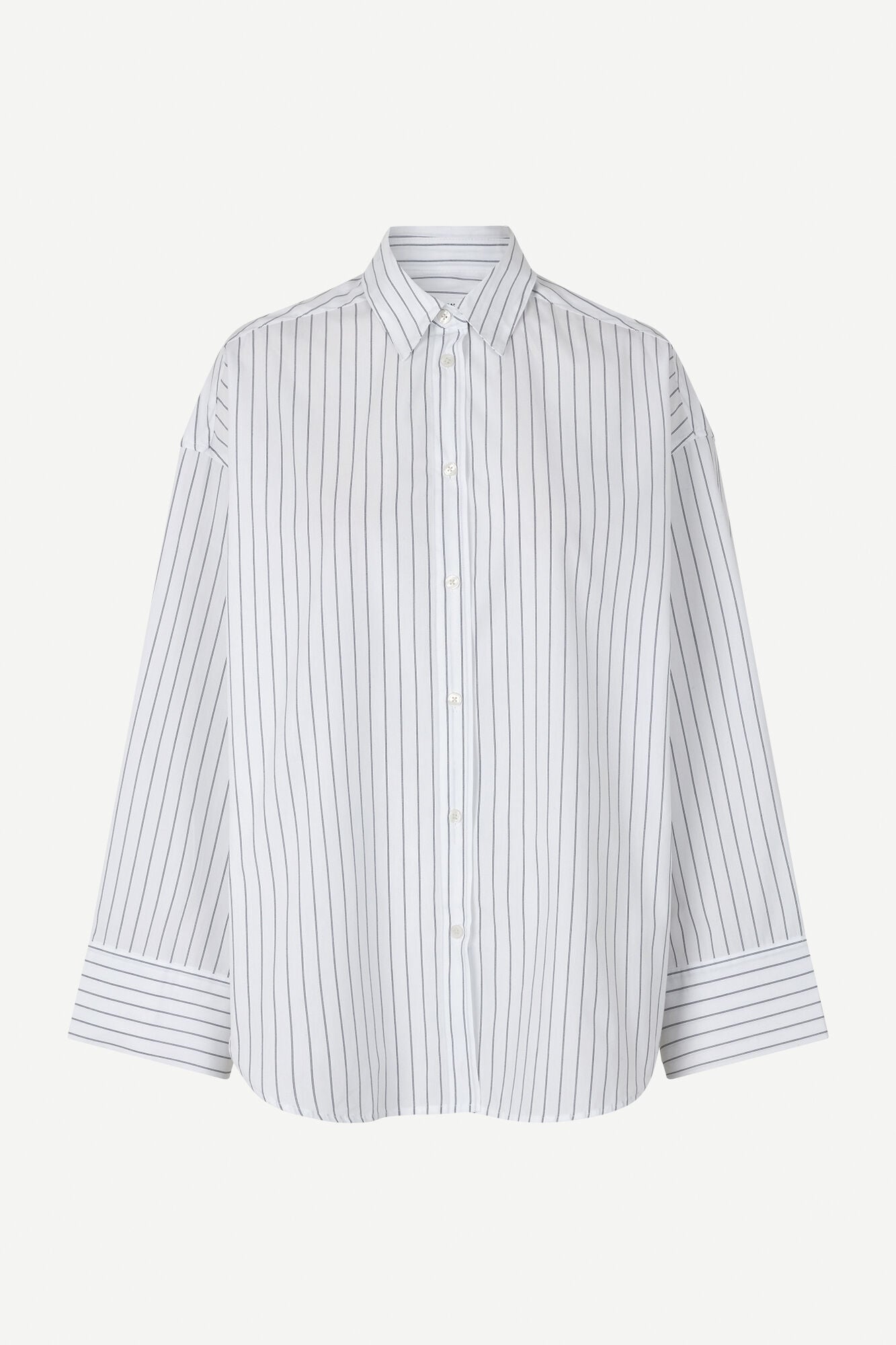 Chemise ample en coton bio | Rayée blanche "marika shirt bright white st."