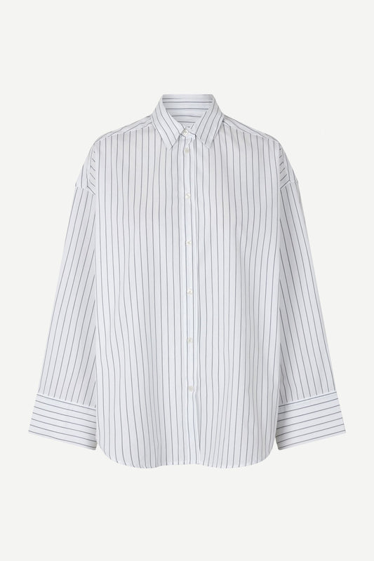 Chemise ample en coton bio | Rayée blanche "marika shirt bright white st."