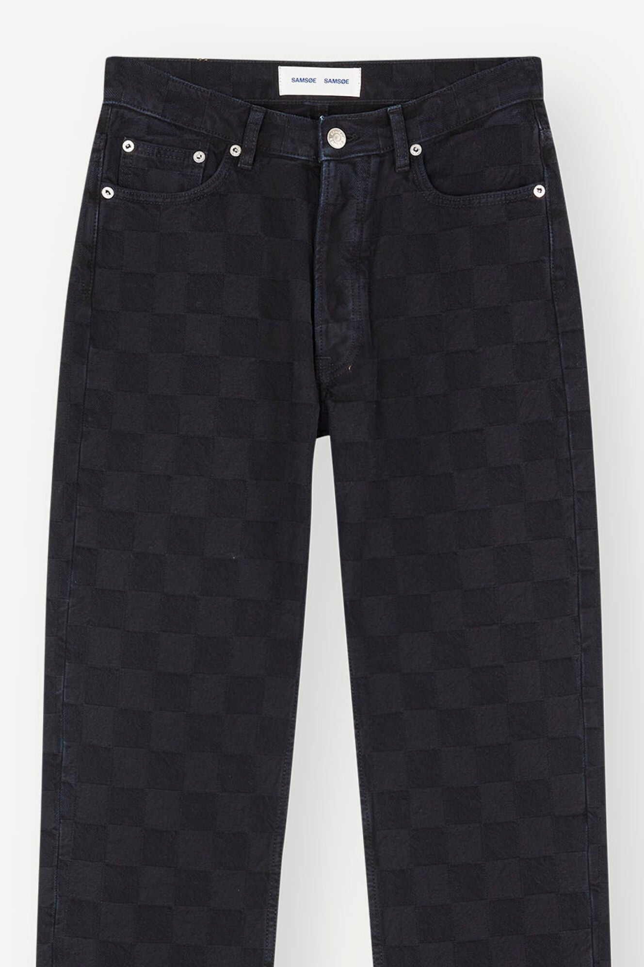 Jean droit jacquard noir en coton bio - susan jeans black od check