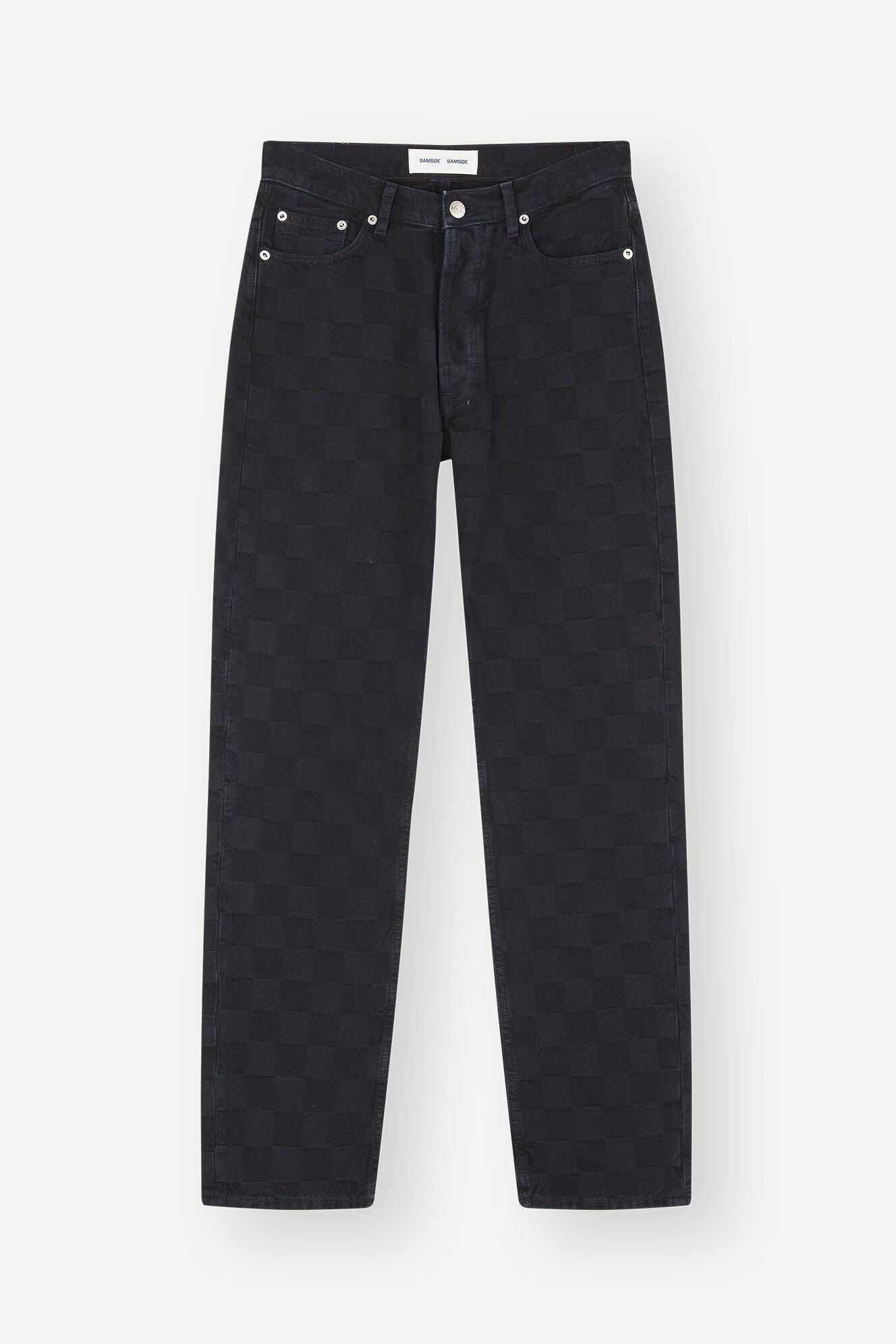 Jean droit jacquard noir en coton bio - susan jeans black od check