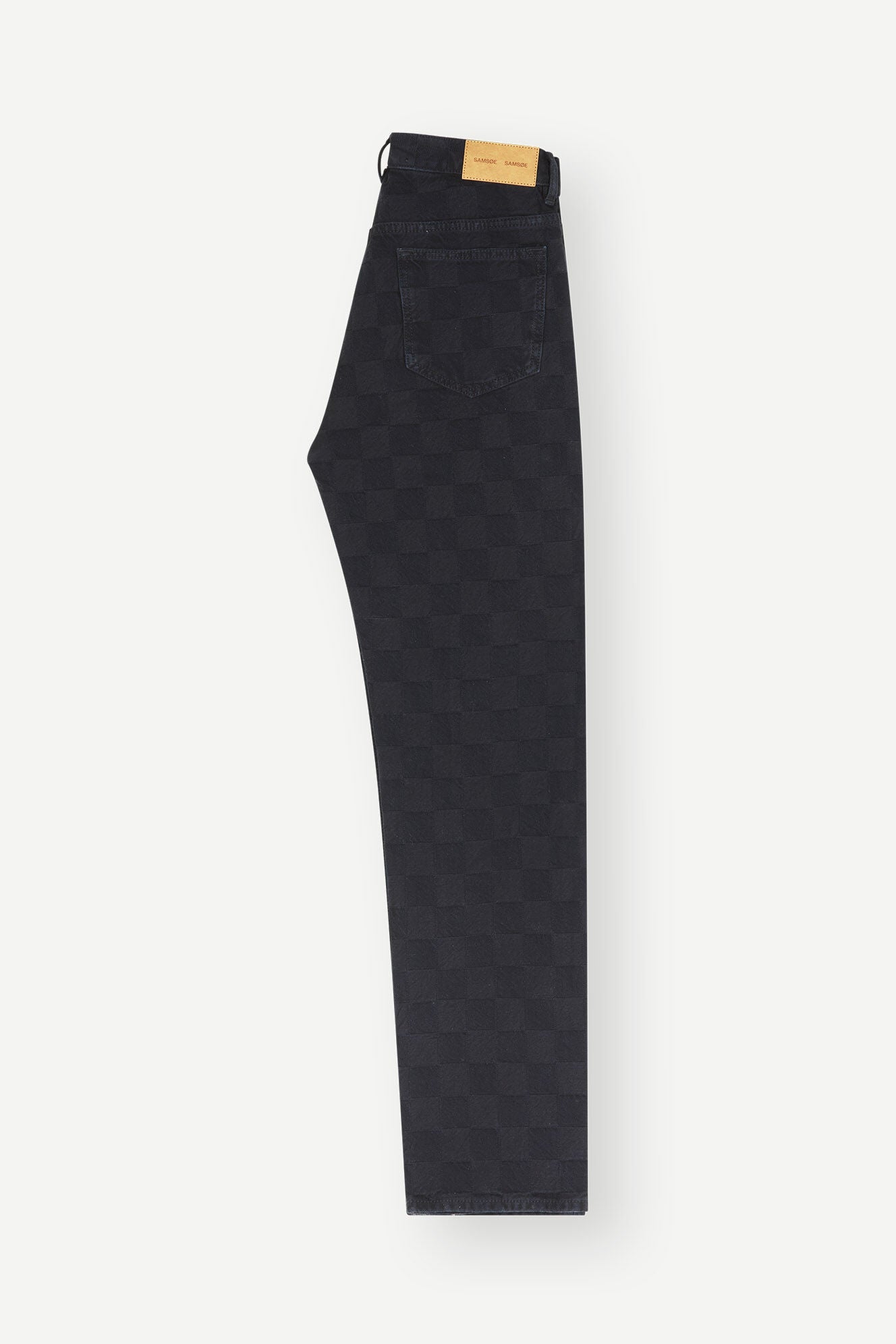 Jean droit jacquard noir en coton bio - susan jeans black od check