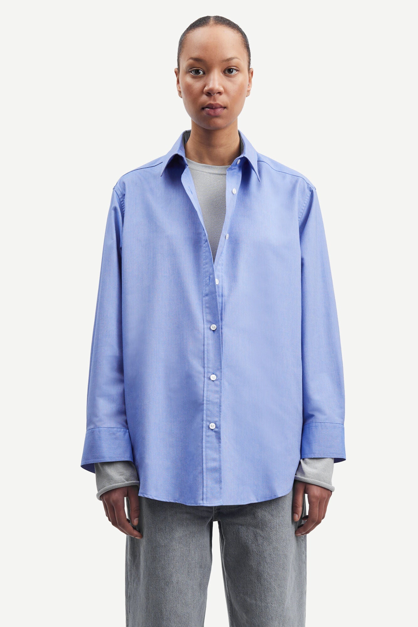 Chemise ample en coton bio | bleu "Lova shirt 15041 oxford blue"