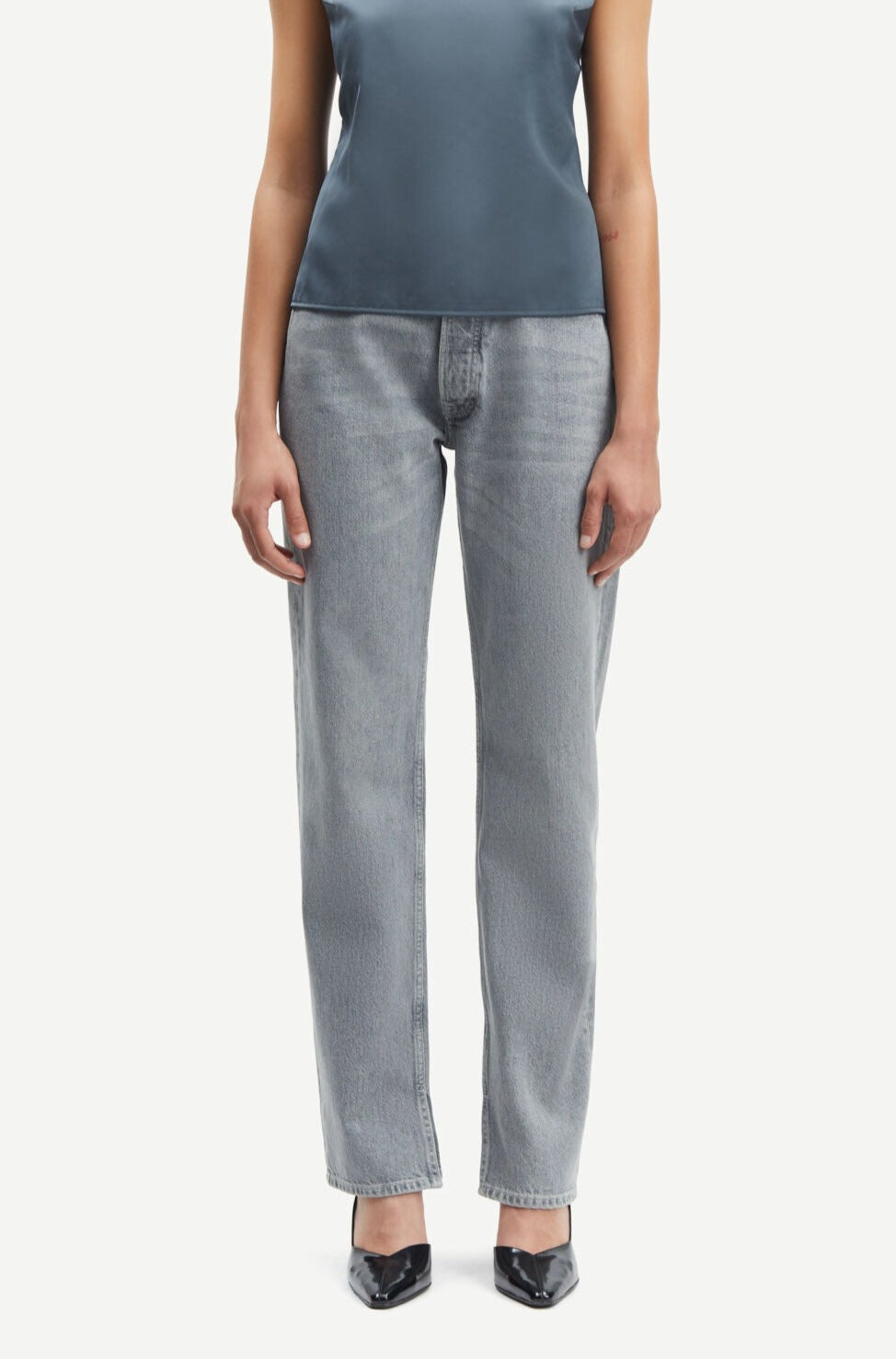 Jean droit en coton bio et recyclé | Gris "susan jeans split mist"
