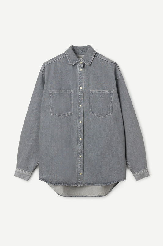 Surchemise en denim en coton bio et recyclé | Gris "eleanor shirt mist"