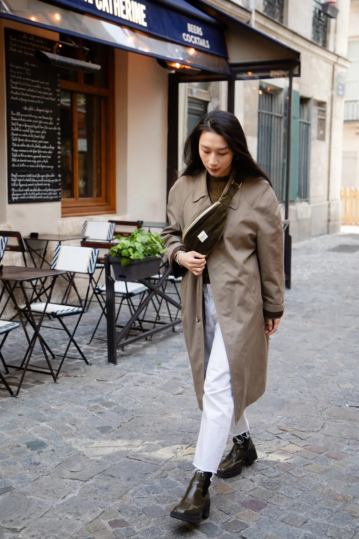 Banane made in France en velours de coton upcyclé | kaki