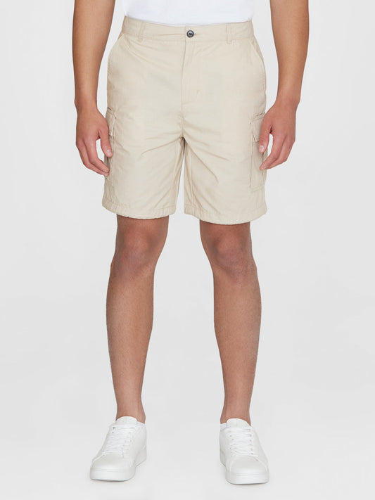 Short cargo en coton bio | Beige "fig loose cargo poplin shorts light feather gray"