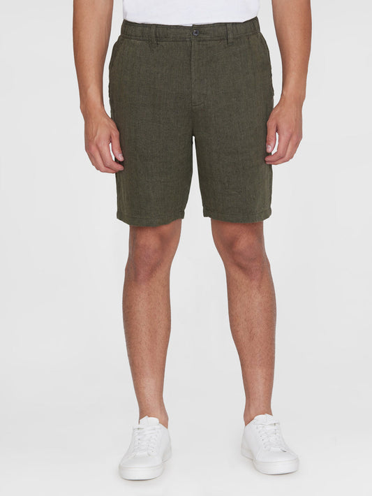 Short en lin bio | Olive "fig loose linen shorts burned olive"