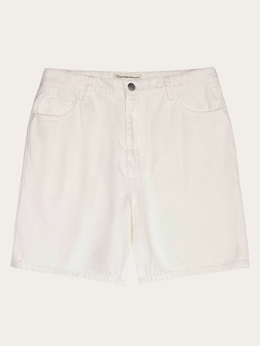 Short en coton biologique | blanc "Flint 5-pocket twill shorts - gots/vegan - 1387 egret"
