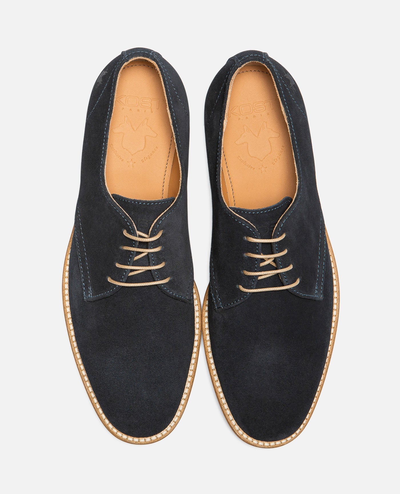Derbies en croûte de velours certifiée | marine "folk 5 marine"