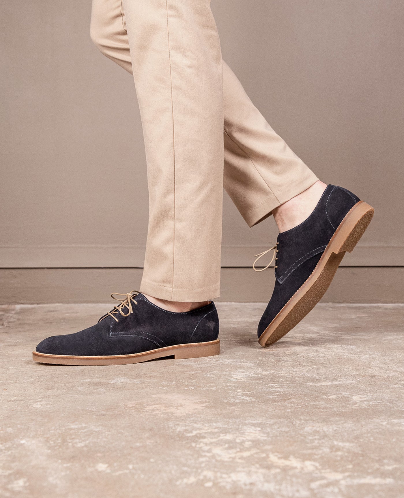 Derbies en croûte de velours certifiée | marine "folk 5 marine"