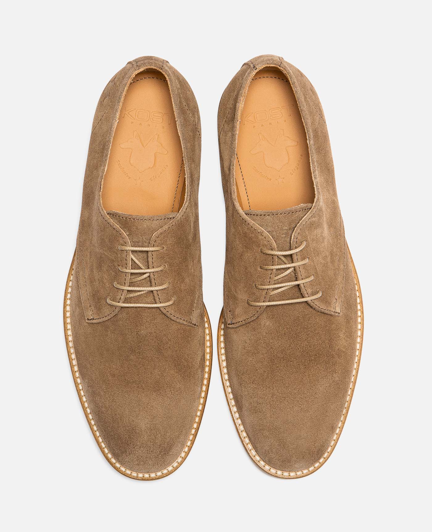 Derbies en croûte de velours certifiée | marron "folk 5 cognac"