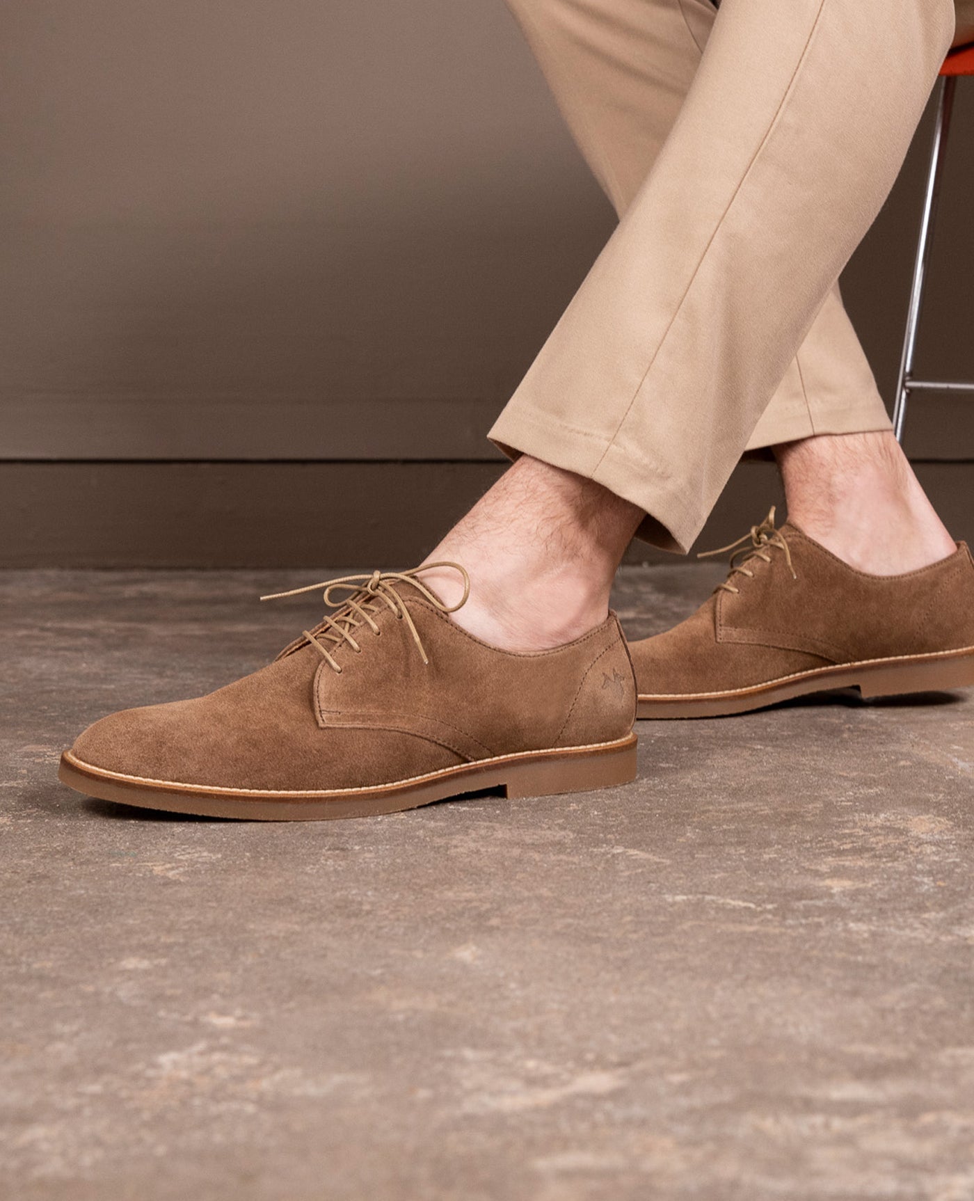 Derbies en croûte de velours certifiée | marron "folk 5 cognac"