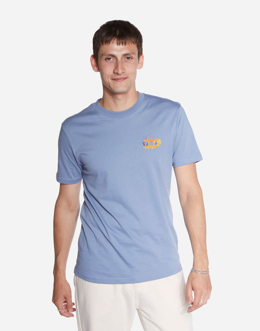 T-shirt brodé en coton bio | bleu "foxy azure"