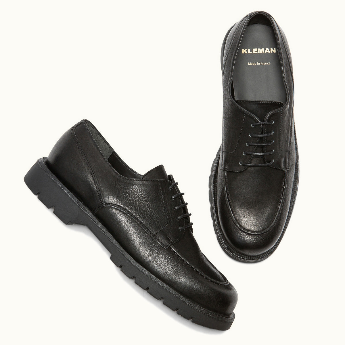 Derbies made in France en cuir tannage végétal | Noir "frodan noir vgt"