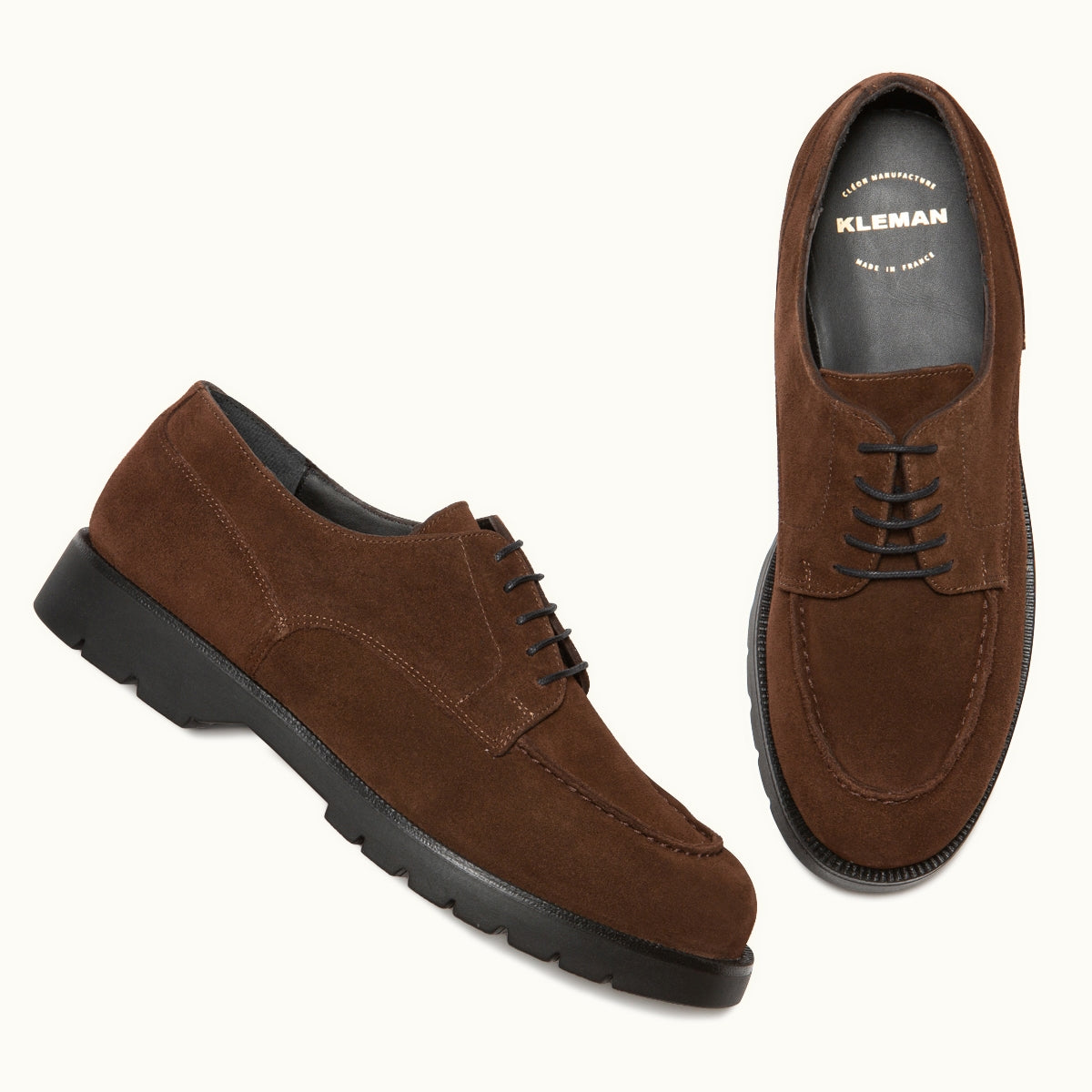 Derbies made in France en cuir croûte de velours certifié | Chocolat "frodan v chocolat"