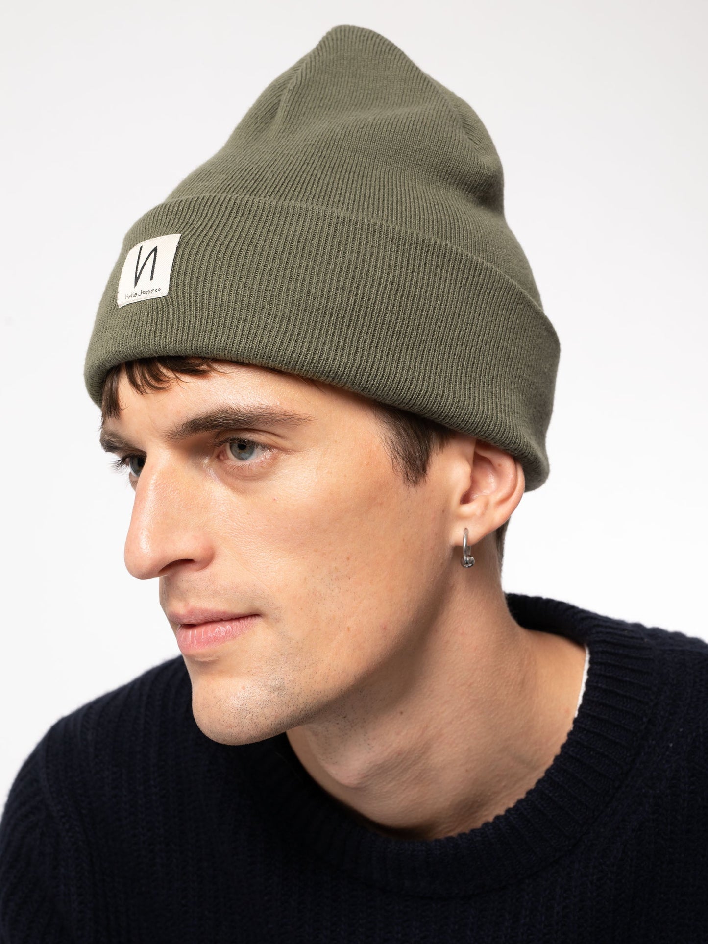 Bonnet kaki en coton bio - Falksson Beanie faded green