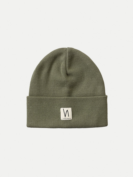 Bonnet kaki en coton bio - Falksson Beanie faded green