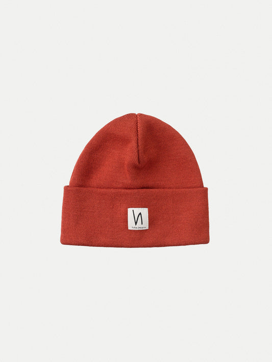Bonnet rouge en coton bio - Falksson Beanie poppy red