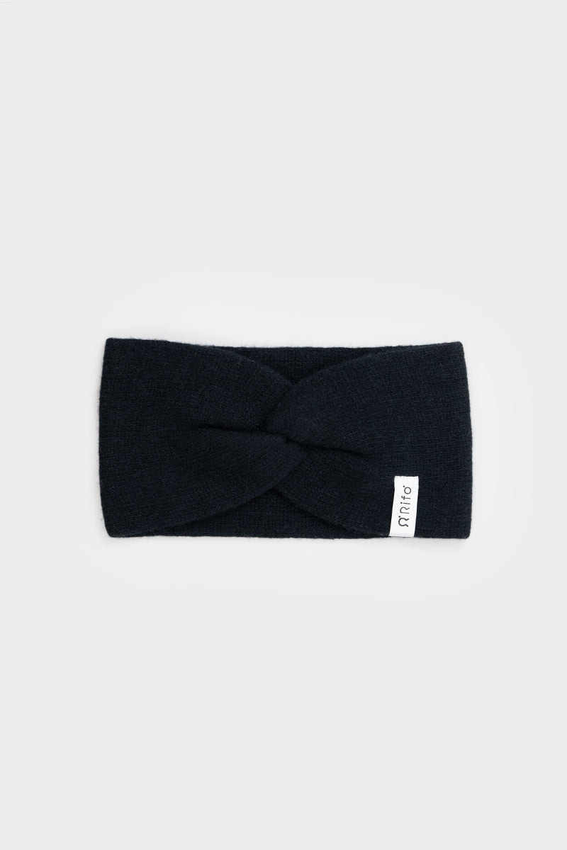Bandeau en cachemire recyclé | noir "fascia nadia - nero ardesia"