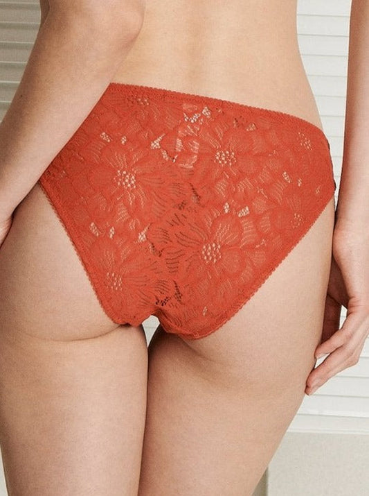 Culotte rouge en dentelle recyclée - feline