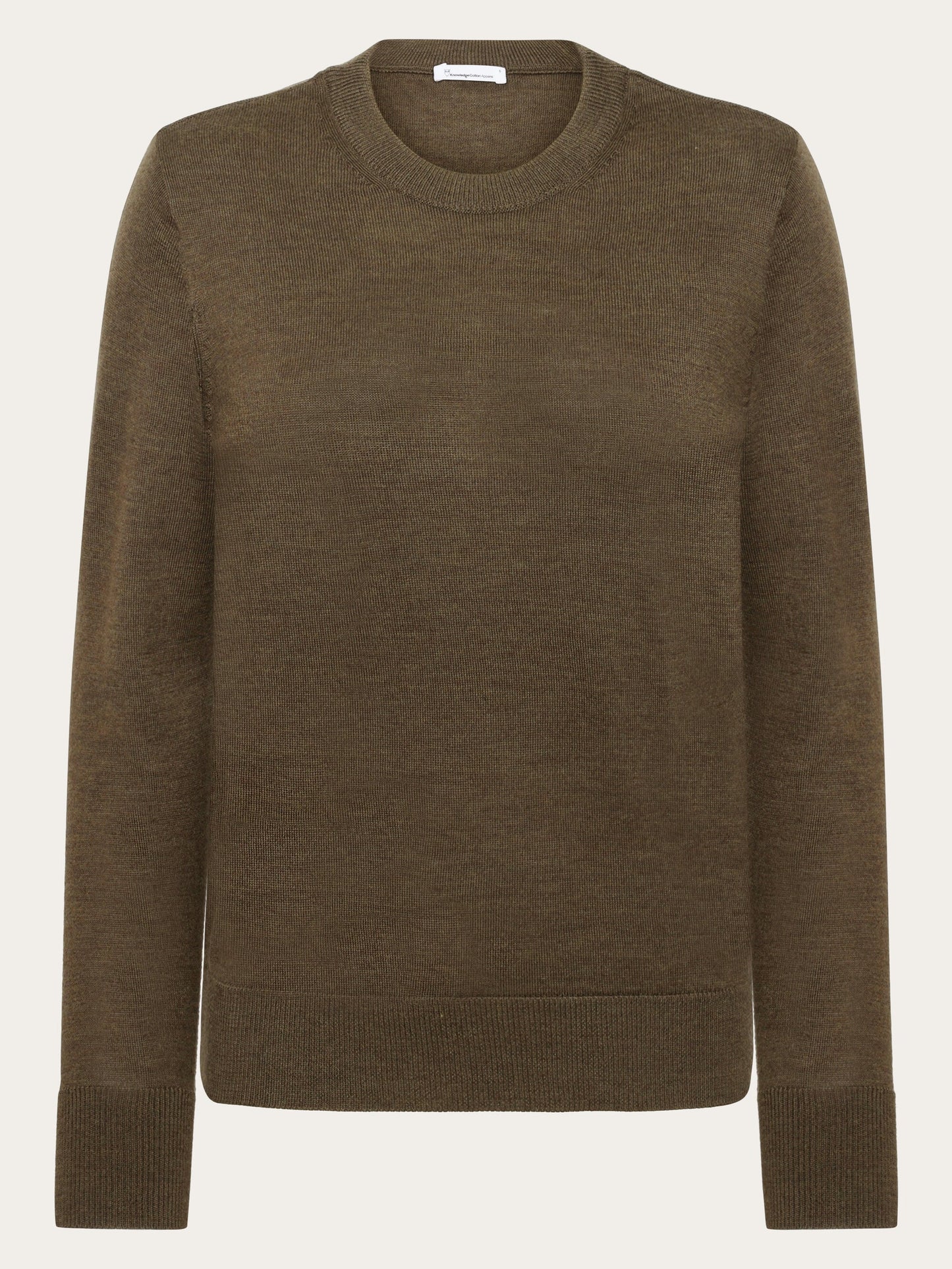 Pull léger en laine mérinos certifiée | kaki "fine merino crew neck dark olive"