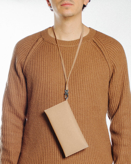 Portefeuille beige en matières recyclées - flat purse beige